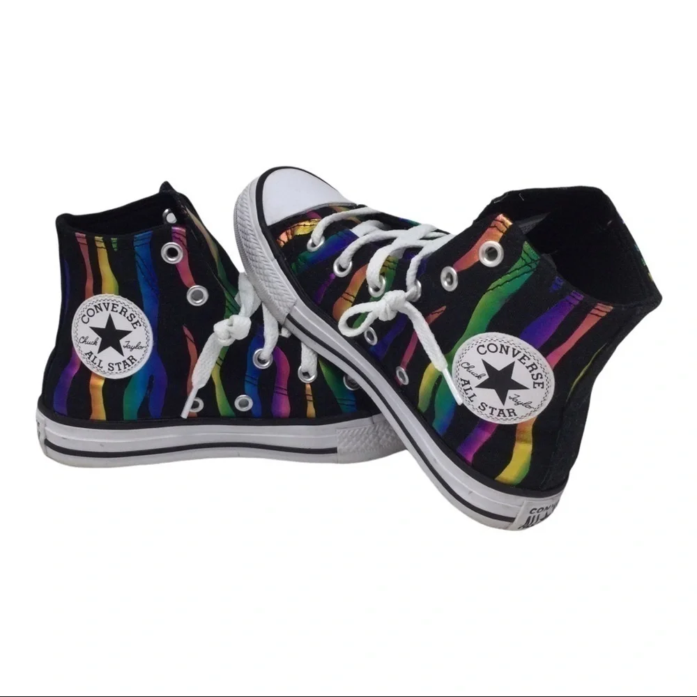 Converse‎ Chuck Taylor AllStar Can't Be Tame Rainbow Zebra Stripe High Tops